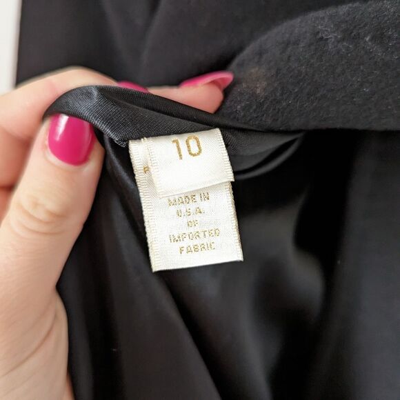 Fleurette black wool cashmere button front wide collar luxe heavy winter coat - Picture 5 of 7